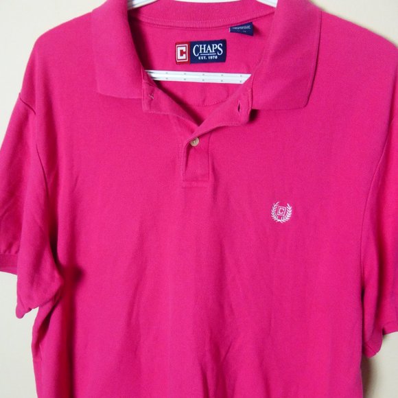 CHAPS PINK MEN'S SHORT SLEEVE POLO GOLF SHIRT - LG - Picture 13 of 14